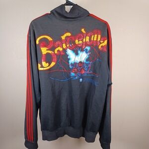 Adidas Y2K Barcelona City Big Graphic Track Jacket Full Zip Distressed 2XL